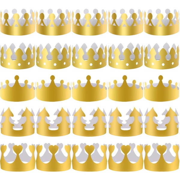 SIQUK 40 Pieces Paper Crowns Golden Party Crown Hats Paper