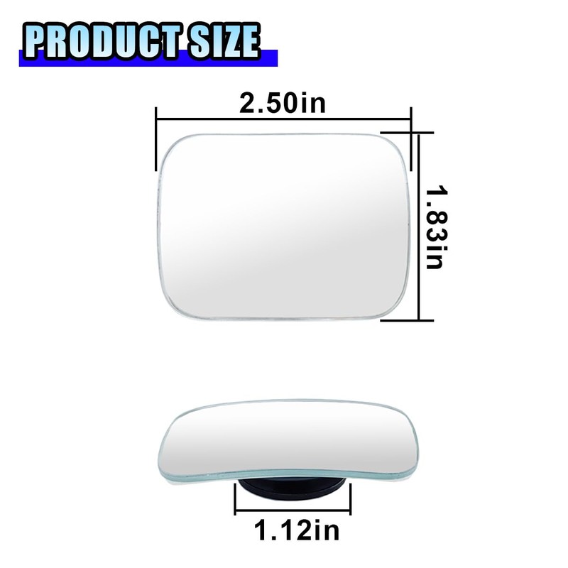 2PCS Blind Spot Car Mirror, HD Glass Rotate Adjustable Car