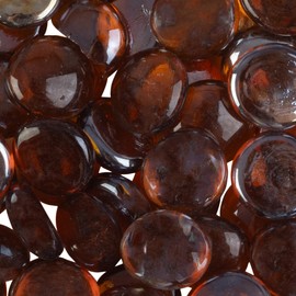 Vase Filler - 10lbs Glass Beads Bulk - 3/4-Inch Flat Glass Marbles for Vases, Fish Tank Rocks, Crafts, or Wedding Decor by Lavish Home (Amber)
