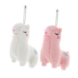 LIOOBO Llavero Colgante De Alpaca De Peluche para Niños, Pack 2 Piezas (Blanco y Rosa), Colgante De Bolso Suave y Cómodo para Mochila y Decoración