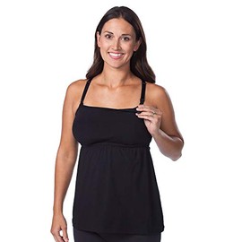 Leading Lady Women's Nursing Tank Stylish Cami with Inner Shelf Bra, Black, Small