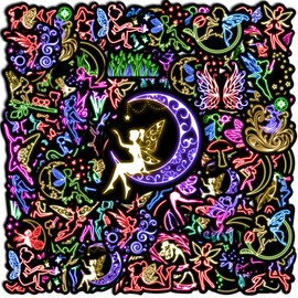 52 Pcs Cute Fairy Stickers for Kids, Waterproof Sticker for Water Bottle, Vinyl Laptop Decals for Teens Girls Boys, Students Classroom Prizes Sticker Pack