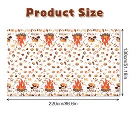 CC HOME 2Pc Camping Party Plastic Tablecloth 54 x 87 Inch Long Table Cover, Marshmallow Sandwich Party Tablecover for Bonfire Camp Theme Kids Baby Shower Birthday Dinner Picnic Kitchen Event