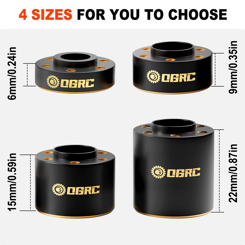 OGRC 1.9" Wheel Adapter 12mm Hex Hub Widen 6mm 9mm