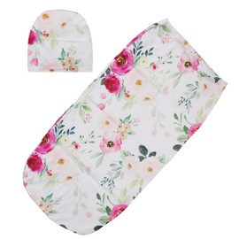 iZiv Newborn Swaddle Sack with Baby Hat Sleeping Sack Soft Stretchy Cotton Newborn Baby Shower for 0-3 Months Baby Boys Girls