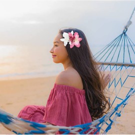 Lawie-Paquete de 12 pinzas para el cabello con flores de orquídeas de seda artificial falsas, pasadores florales con broches de cocodrilo, piezas tropicales para el cabello, cola, playa, vacaciones, b