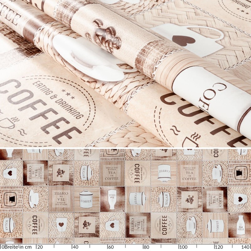 Washable Oilcloth Tablecloth 100 x 140 cm Cut Edge Coffee