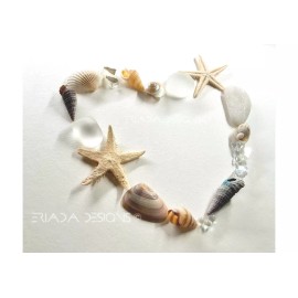 New Handmade Heart Beach Shells Love Sea Glass, Wall Art, Picture Frame