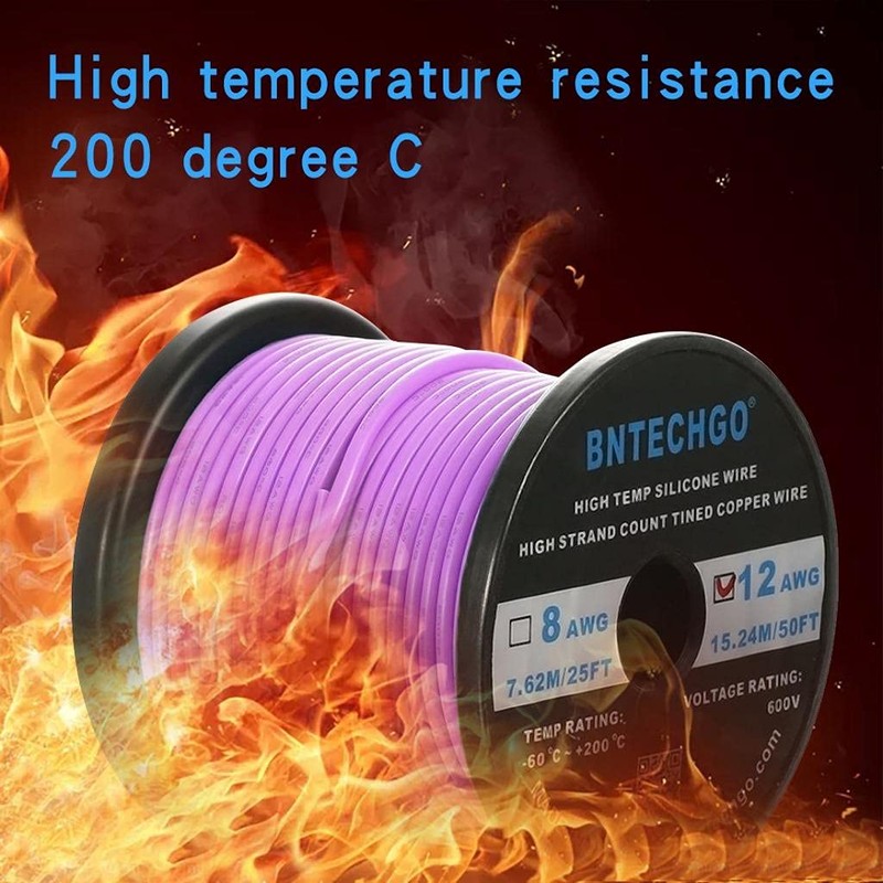 BNTECHGO 12 Gauge Silicone Wire Spool 50 ft Purple Flexible