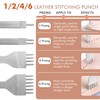 Bestgle Leather Sitching Punch Set, 1/2/4/6 Prong 4mm White Steel