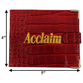 Acclaim Folding Wallet Style Lawn Bowls Bowling Scorecard Holder Synthetic Texture Effect Press Stud Closure 12.5 cm x 10 cm Closed (Red)