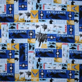 Signature BonEful FQ Cotton Quilt Navy Blue USA Air Force Logo Symbol Star Stripe USAF Jet