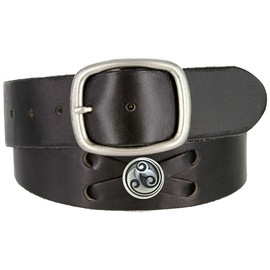 TB105-P3645-BS9171 Celtic Swirl Conchos Belt Genuine Full Grain Leather Belt 1-3/4" (45mm) Wide (Silver-Black, 32)