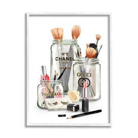 Stupell Industries Fashion Brand Makeup in Mason Jars Glam, Design by Ziwei Li Wall Art, 24 x 30, Pink (aa-379_wfr_24x30)