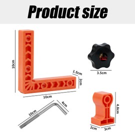 Angle Tensioner 90 Degree, Frame Tensioner 4 Pairs Mounting Clips and 2 Pieces 10 x 10 cm L-Type Corner Clamp Right Angle Clamp Woodworking Tools Frame Tensioner Angle Clamps for Woodworking