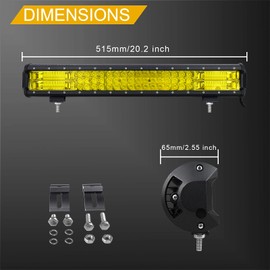 SKYWORLD LED Light Bar, 20 inch 288W Triple Row 7D Yellow Amber Flood Spot Combo Beam Off Road Work Driving Fog Lights for Polaris RZR Car ATV UTV SUV Truck Boat Vehicles 4x4 12V 24V