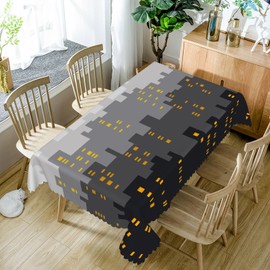 SIEDYCV Superhero Cityscape Theme Tablecloth, 54x78 Inch Comic Style Night Scene Building Super Hero Rectangle Black Greay Waterproof Fabric Table Cover for Dining Kitchen Birthday Themed Party Decor