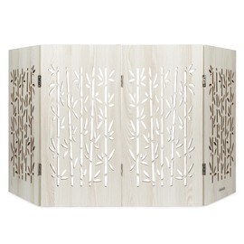Decorative Freestanding Pet Gate Expandable Indoor Barrier for Small to Medium Pets - Apsen Bamboo