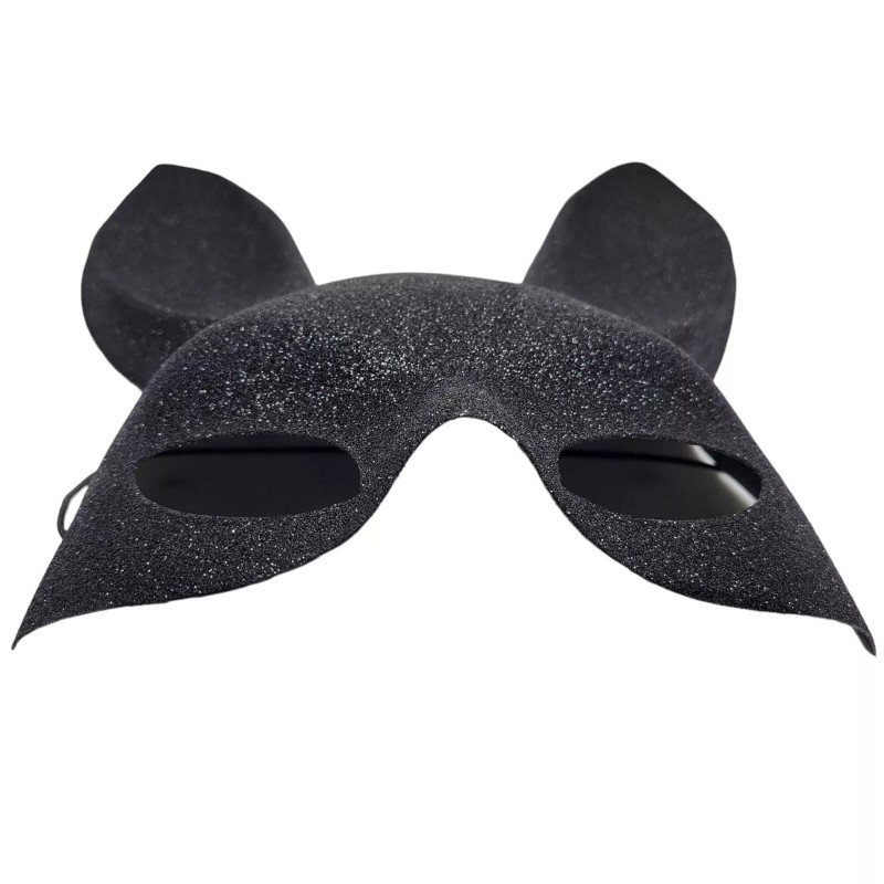 Glitter Bunny Mask Tall Ears Elastic Strap Rabbit Costume Black