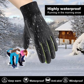 CubePlug Kids Winter Sports Cycling Gloves - Children Windproof Anti-slip Thermal Outdoor Touchscreen Gloves for Boys Girls Age 4-12 Years Bike Mitts Riding Running Warm Hiking Ski (Green, M)