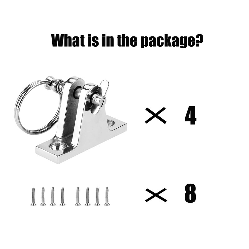 TINGZHIGO Bimini Top Deck Hinge with Quick Release pin, Bimini