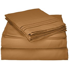 Elegant Comfort Wrinkle-Resistant- 1800 Premier Luxury Silky Soft 6pc Bed Sheet Set Hotel Quality Deep Pocket Up tp 16", Queen Bronze