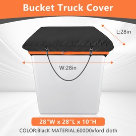 Bucket Truck Cover Fits 1 Man Vinyl Bucket Heavy Duty Double-Layer 600D Waterproof Oxford cloth With Elasticated Cord Buckle,Bucket Truck Accessories 28" x 28"×10" Vinyl Bucket Cover (Black)