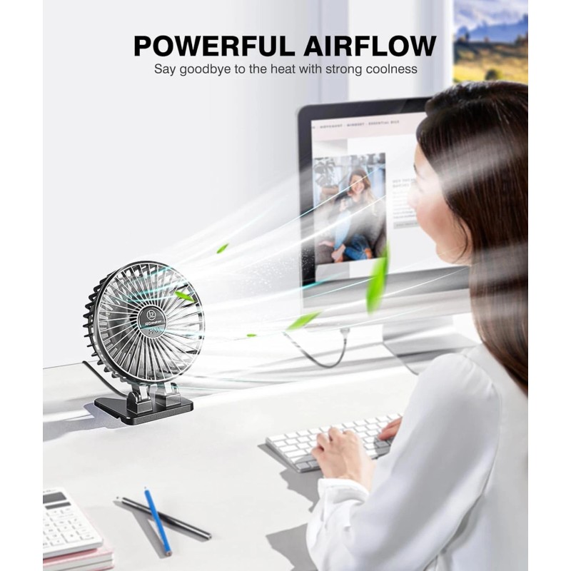 USB Desk Fan, Mini Portable, 3 Speeds Desktop Table Cooling,