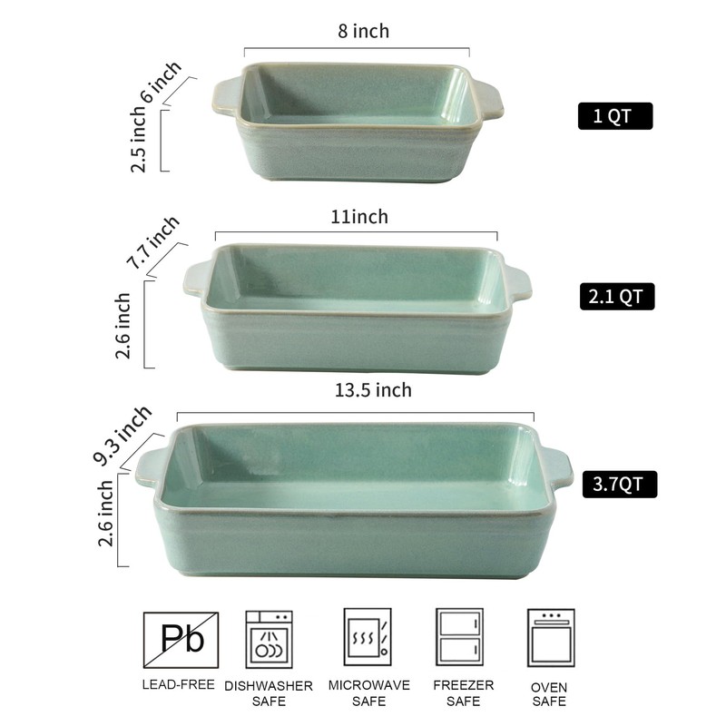 HVH 9x13 Baking Dish Set, Large Casserole Dishes for Oven,