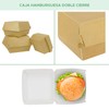 Monouso 50 Burger Boxes Colour Kraft Double Lock Takeaway Delivery