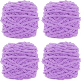 4 x 100g Knitting Wool Yarn Solid Color Knitting Yarn for Crochet for Yarn Projects Making DIY Crafts Scarves Hats Handmade Bags Blankets Sweaters (Mauve)