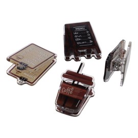 GetCoupon 2/4Pcs Latte Coffee Acrylic Paper Clip, Cute Coffee Binder Sealing Clips, Office Accessory to Hold Photo, Bills and Notes