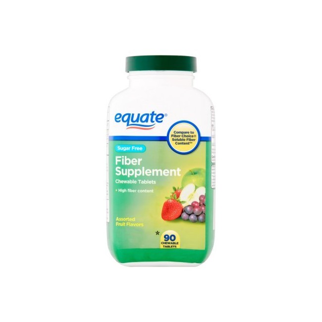 Equate Sugar Free Fiber Supplement Chewable Assorted Fruit Tablets, 90 Ct