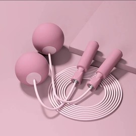 Weighted Jump Rope Without Rope Skipping Rope No Line Speed Rope Cordless For Fitness Workout Anywhere Ropeless Bod Rope for Exercise Training Beachbody Build (Big Ball+Long Rope Pink)