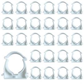 RXKFIGX 40pcs PVC Water Pipe Clamps Clips Inner Diameter 16mm Push-Fit Fittings Pipe Clips Water Pipe Fixed Clips Conduit Clips Conduit Fittings Snap Single Hinged Pipe Clamp for 16mm Pipeline Whit