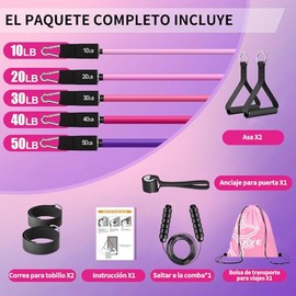 FINYQBET Ligas de Resistencia para Ejercicio 18PCS(Bandas+Bandas Pierna+Asas+Tobilleras+Anclaje), Resistencia Combinable hasta 100 LB (45 kg), Bolsa P