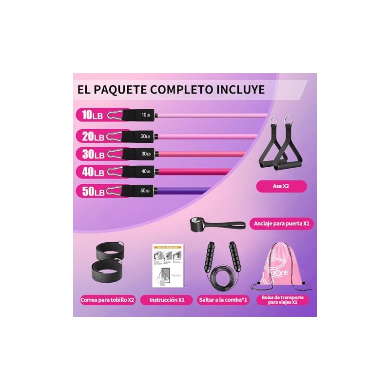 FINYQBET Ligas de Resistencia para Ejercicio 18PCS(Bandas+Bandas Pierna+Asas+Tobilleras+Anclaje), Resistencia Combinable