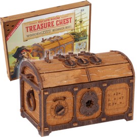 WOODEN.CITY Puzzle Box Treasure Chest - Assemble and Solve Riddles for a Unique Escape Room Experience - Wooden Clue Box Perfect Unique Gift Box - Made in EU
