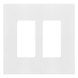 TG Screwless Decorator Wall Plates Child Safe Outlet Covers, Mid-Size 2-Gang 4.88" H x 4.92" L, Unbreakable Polycarbonate Thermoplastic, UL Listed, Glossy, White (1 Pack)
