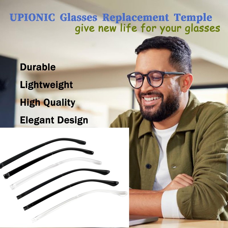 UPIONIC Glasses Replacement Temple, TR90 Eyeglass Arms Legs,Glasses Repair Kit