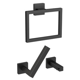 Toilet Paper Towel Holder Wall Mount, Stainless Steel Hand Towel Holder and Tissue Roll Toilet Paper Holder Set for Bathroom, RV, Kitchen, Matte Black Bathroom Accessories Hardware Set