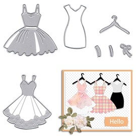 Dress Metal Cutting Dies for Card Making, Women's Clothes Die Cuts Women's Long Dress Costume Hanger Bows Embossing Stencil Template Tools for DIY Scrapbooking Paper Card Photo Album Craft Supplies
