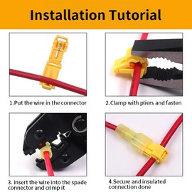Vrupin 280 PCS PCS T Tap Wire Connectors - Red 22-18AWG - Waterproof Wire Tap Connectors, T Taps for Wiring Automotive, Self Stripping Quick T Splice Electrical Wire Connectors Terminals Kit