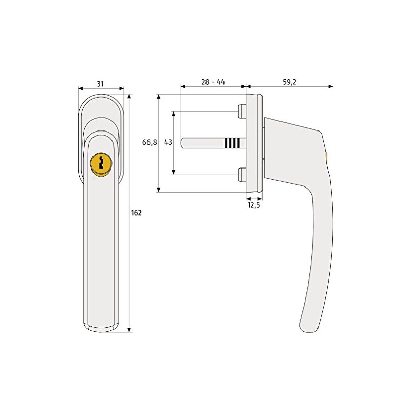 ABUS FG200 W SB Lockable Window Handle, White, Set of