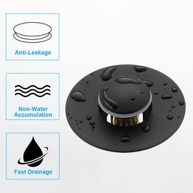 Gaoxua Matte Black Universal Bathroom Sink Stopper, Brass Pop Up Wash Basin Plug Cover , for 1.02 -1.96 inch US Standard Drain, Anti-Clogging Bath Plug Stopper Sink Drain Strainer 2100-MB