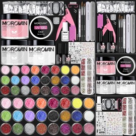 Morovan Acrylic Nail Kit - Nail Kit Set Professional Acrylic with Everything for Beginners Glitter Acrylic Nail Set DIY Nail Extension Starter Kit, Clear
