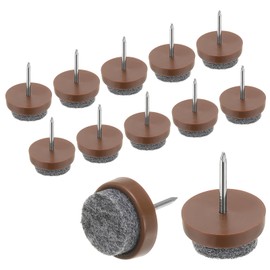 PATIKIL 0.71" Screw-on Furniture Felt Pad, 40 Pcs Nail on Chair Leg Floor Protectors Glide Round Slider Screw-in for Chair Table Furniture, Brown