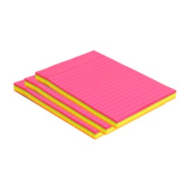 Lined Sticky Notes, 4 x 6 inches, 100 Sheets per Pad, Bright Colors, Self-Stick (Pack of 3)