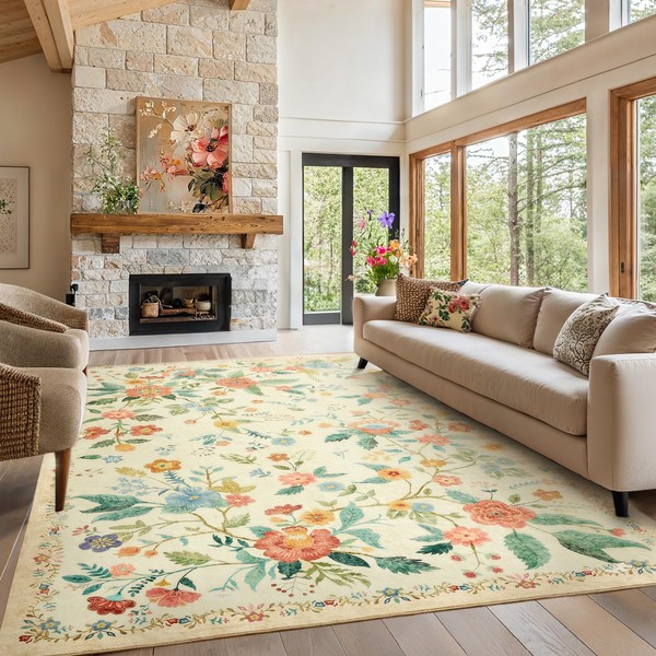 Amada 6x9 Area Rugs, Non-Slip & Low-Profile Living Room Rug