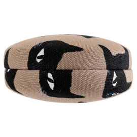 Pearl HO-4 092926 Glasses Case, Hard Type, Spring Type, Black Cat Pattern, Brown